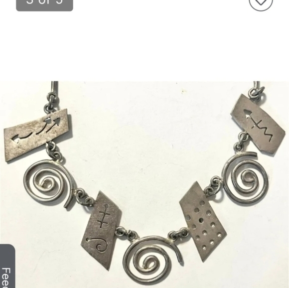 Mexican Sterling silver necklace with cutout designs stamped 925, 17"‎ long - Picture 2 of 4